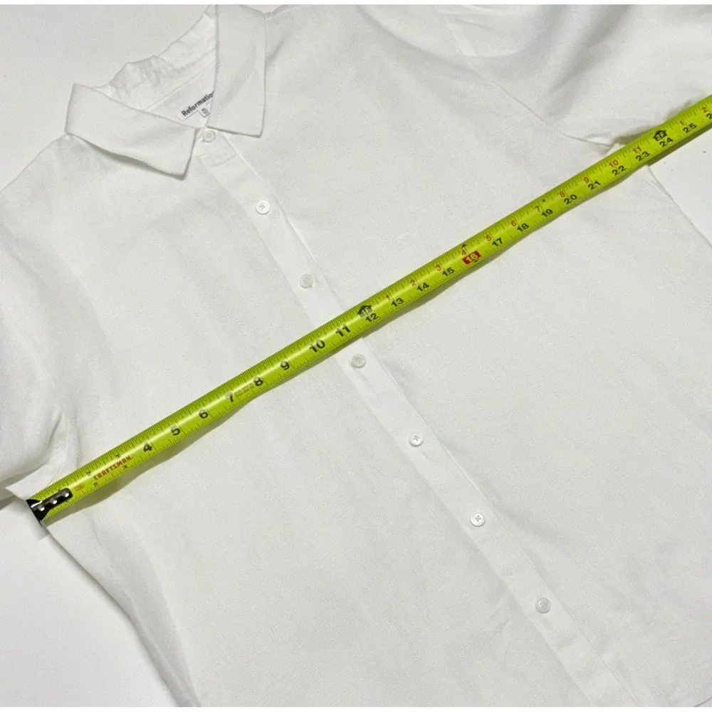 Reformation White 100% Linen 2 Piece Set XL Shirt and Large Wide Leg Pants Women